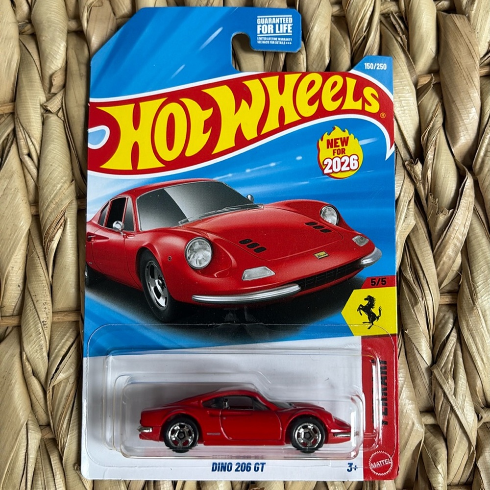 Hot Wheels Ferrari Dino 206 GT Red DieCast Car Hotwheels Mattel 2026 🆕